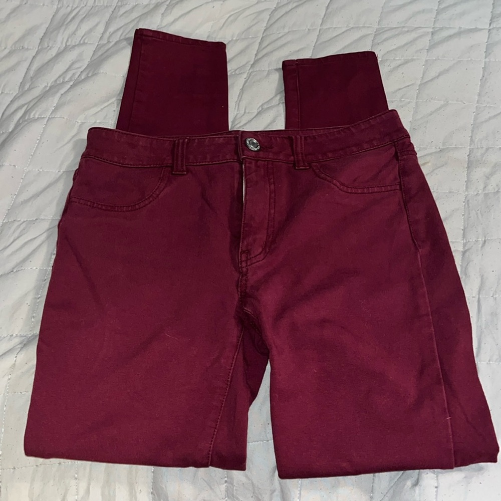 AE Super Stretch Burgundy Jeggings